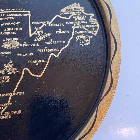 Vintage Kitschy Souvenir Metal Tray State of West Virginia - Picture 4 of 10